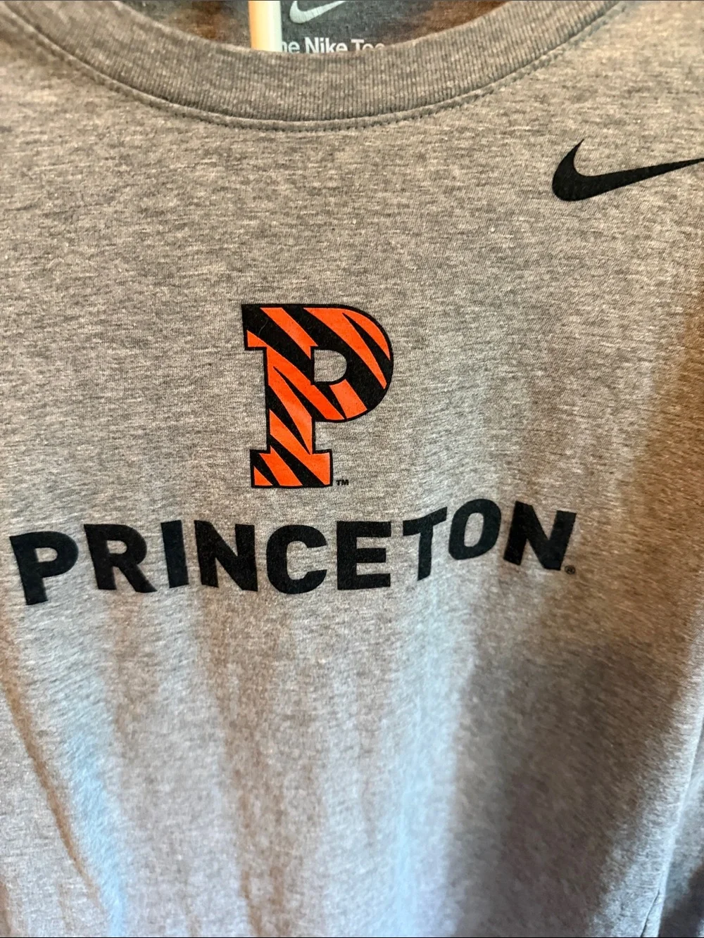 Nike Gray Long-Sleeve Princeton Tee with Orange 